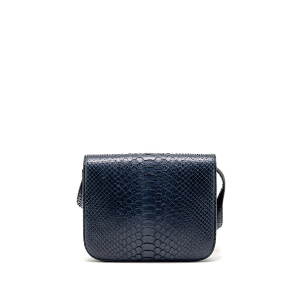 Celine medium classic box bag python navy GHW