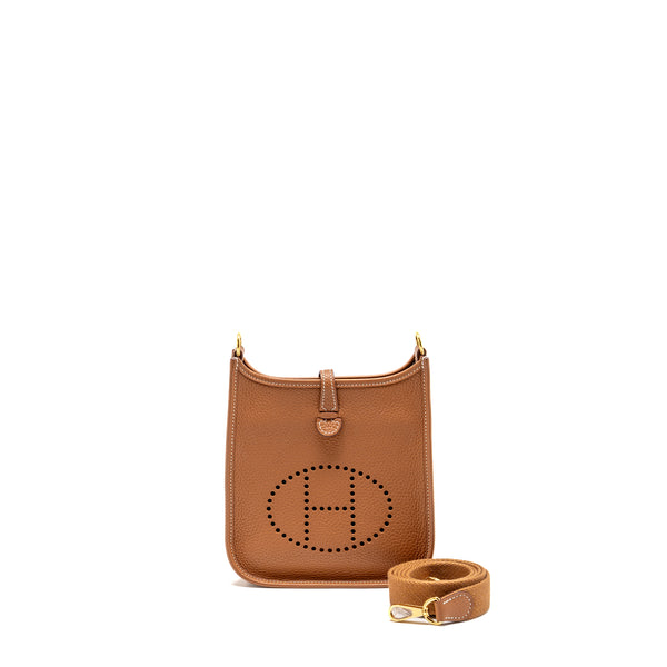 HERMES Mini Evelyn Clemence Gold GHW Stamp U