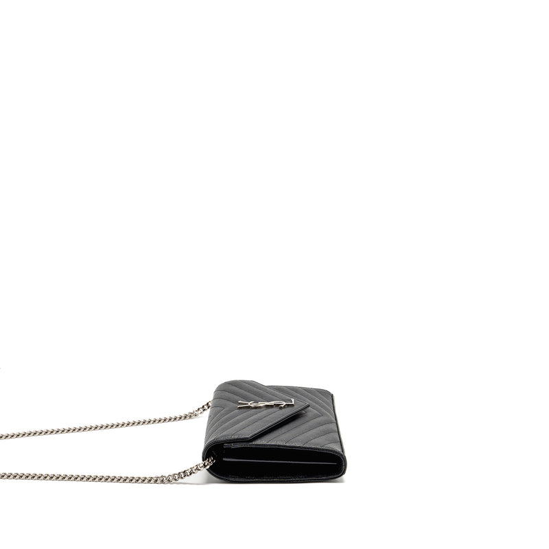 Saint Laurent/YSL Envelope Chain Wallet Calfskin Black SHW
