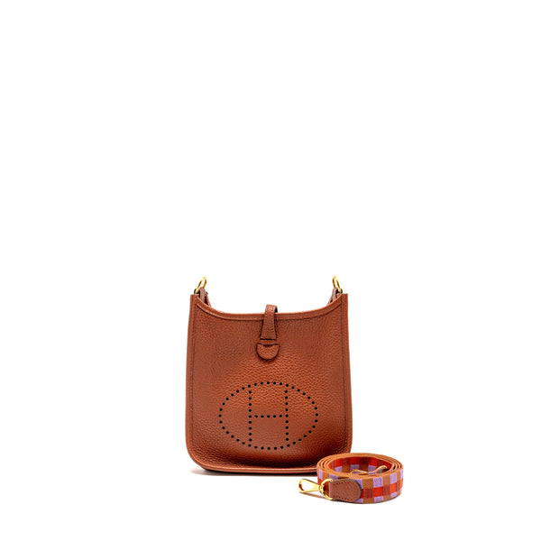 Hermes mini Evelyne clemence 6C cuivre/Multicolour GHW Stamp U
