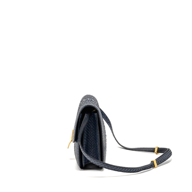 Celine medium classic box bag python navy GHW