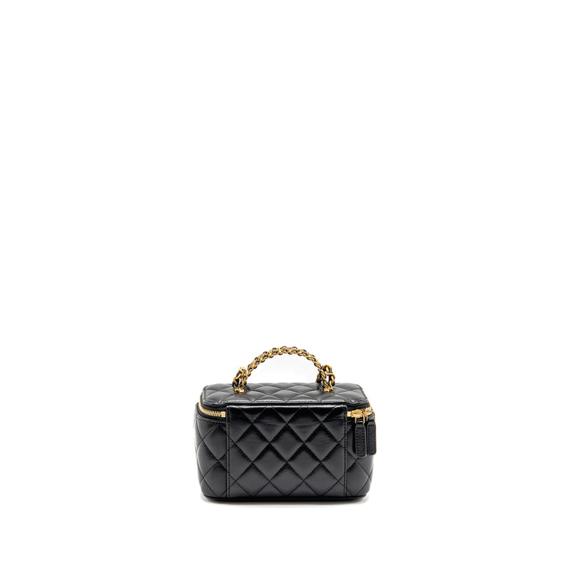 Chanel letter twist top handle lambskin black GHW (microchip)