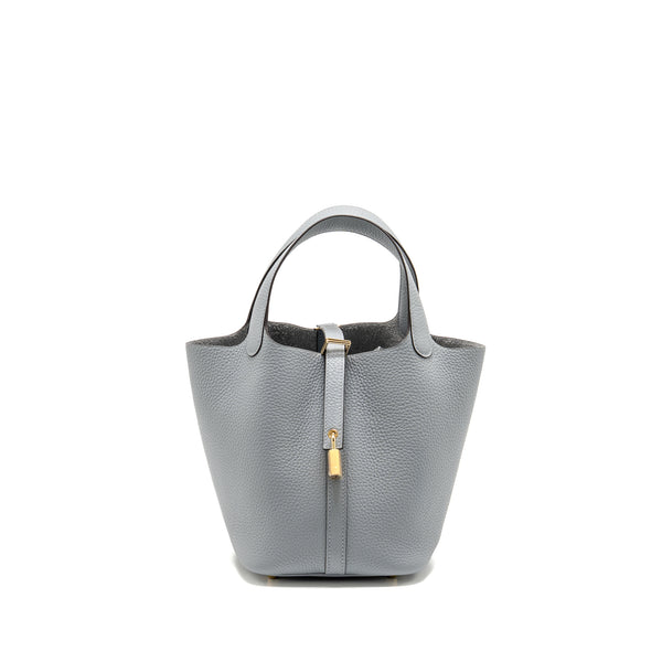 Hermes Picotin 18 Lock Bag Clemence Gris Pantin LGHW Stamp K