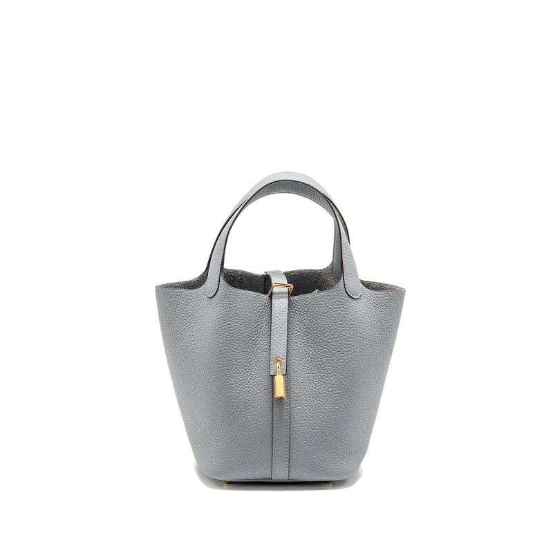 Hermes Picotin 18 Lock Bag Clemence Gris Pantin LGHW Stamp K