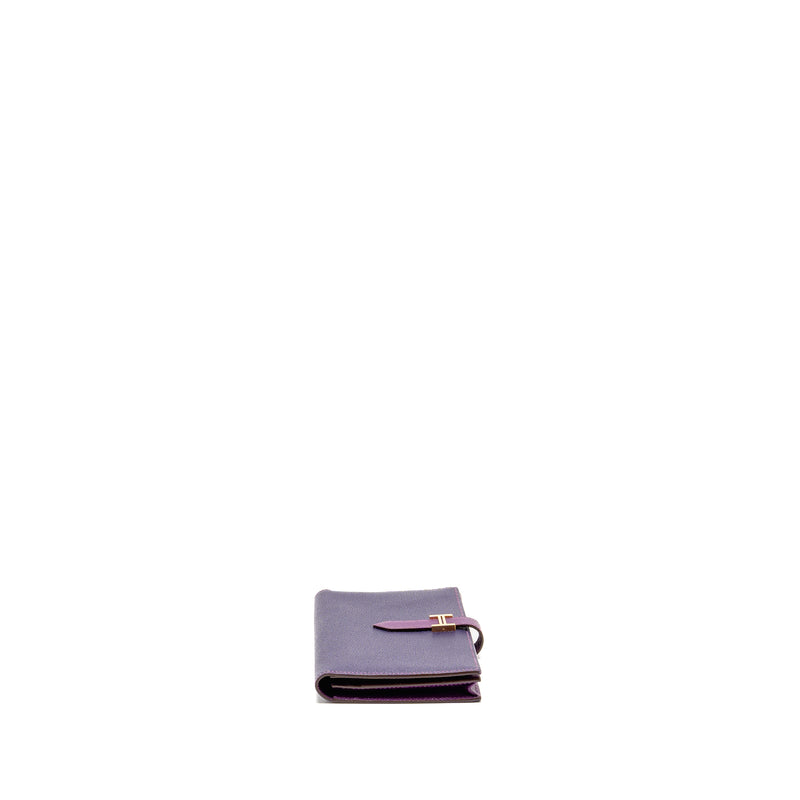 Hermes Bearn Wallet Special Order Epsom Purple/Multicolour GHW Stamp Square R