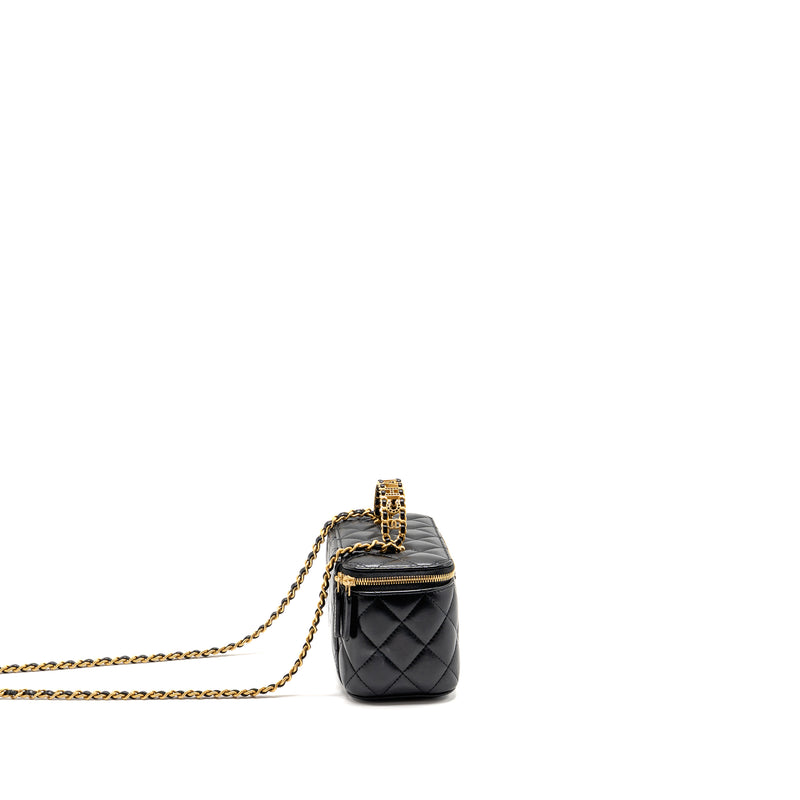 Chanel letter twist top handle lambskin black GHW (microchip)