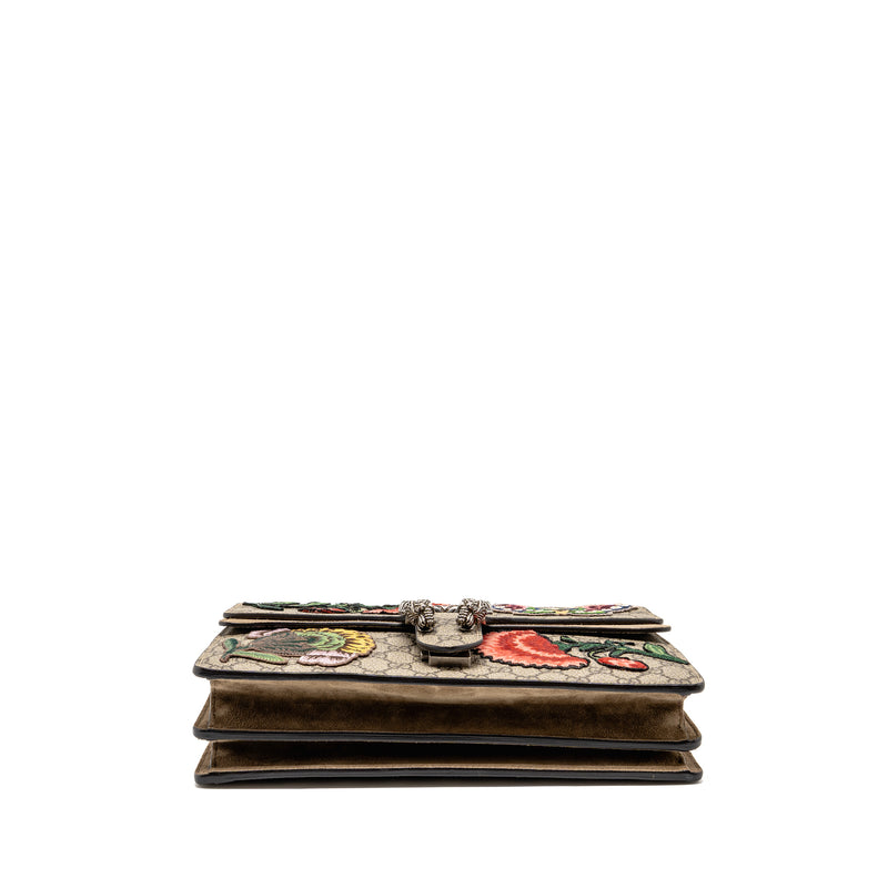 Gucci Medium Embroidered Dionysus Shoulder Bag GG Supreme Canvas/Suede Leather Multicolour SHW