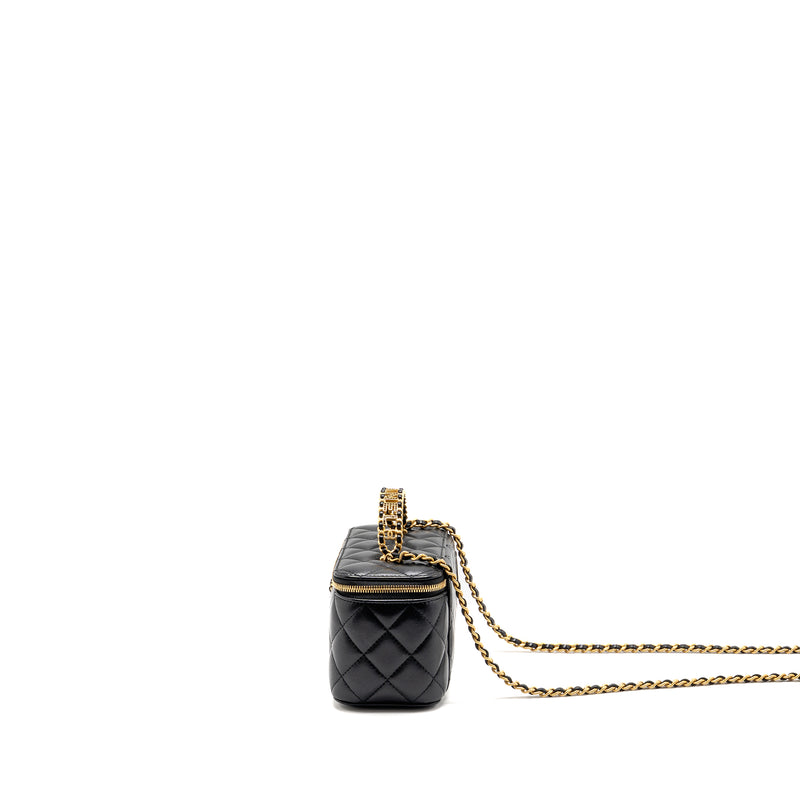 Chanel letter twist top handle lambskin black GHW (microchip)
