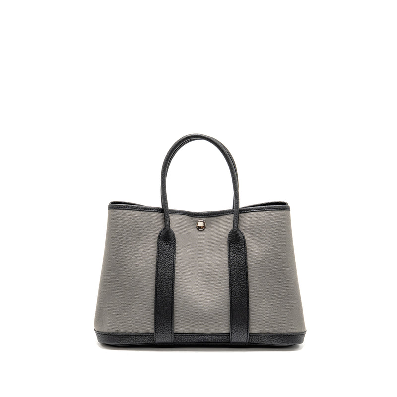 Hermes Garden party 30 Canvas / negonda leather grey/ black SHW stamp B