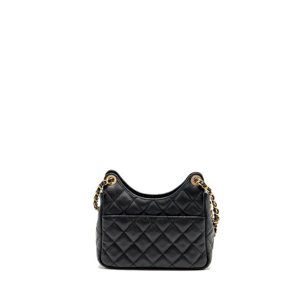 Chanel small hobo crossbody bag caviar black GHW (microchip)