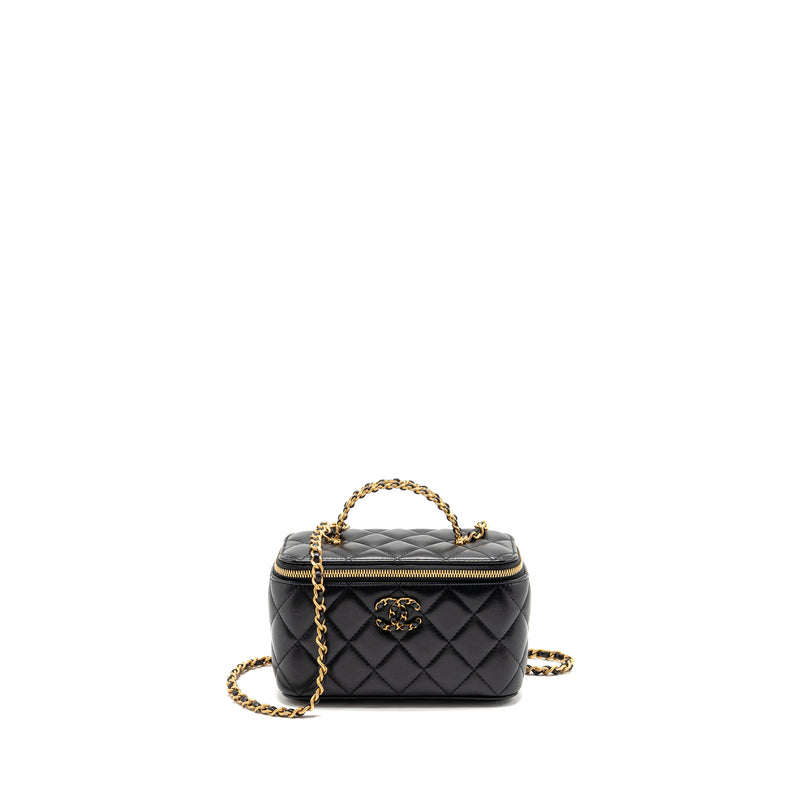 Chanel letter twist top handle lambskin black GHW (microchip)