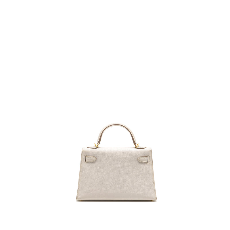 Hermes mini kelly II epsom Gris pale GHW stamp W