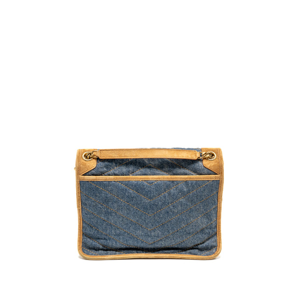 Saint Laurent/YSL Niki Shoulder bag Denim Blue/ CINNAMON GHW