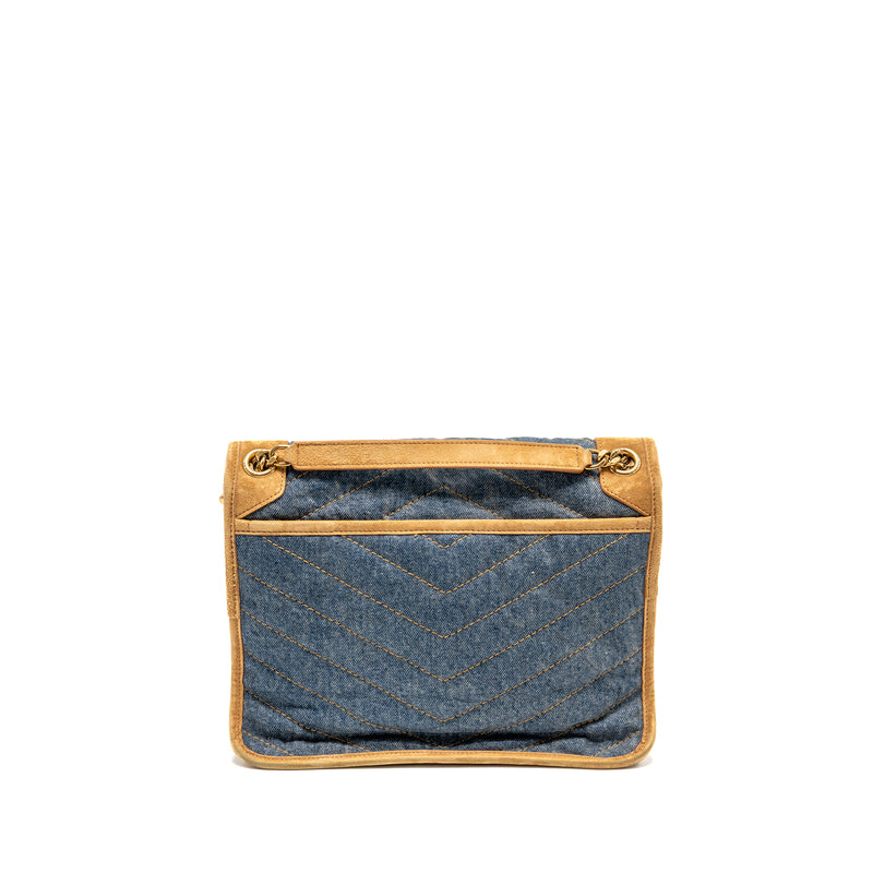Saint Laurent/YSL Niki Shoulder bag Denim Blue/ CINNAMON GHW
