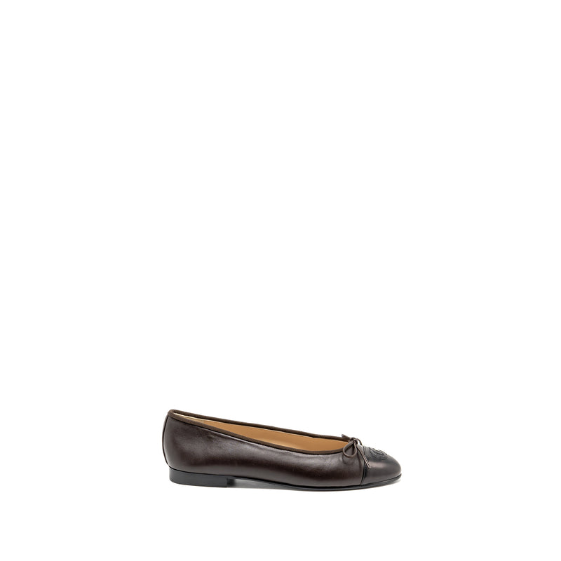Chanel Size 38 Ballet Flats Lambskin Brown/Black