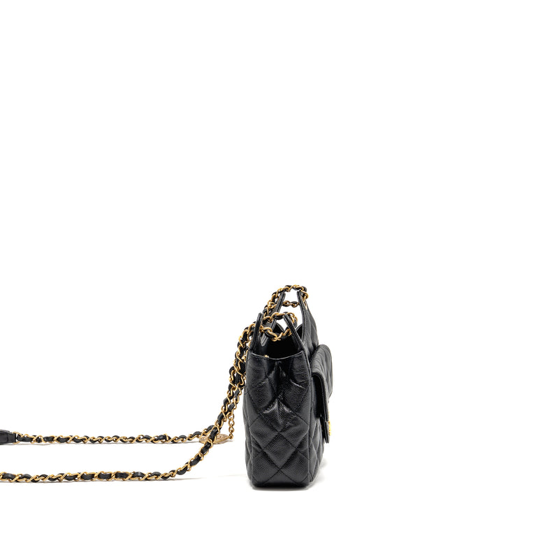 Chanel small hobo crossbody bag caviar black GHW (microchip)