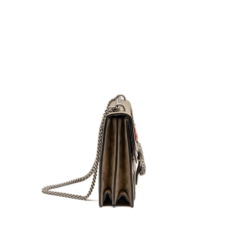 Gucci Medium Embroidered Dionysus Shoulder Bag GG Supreme Canvas/Suede Leather Multicolour SHW