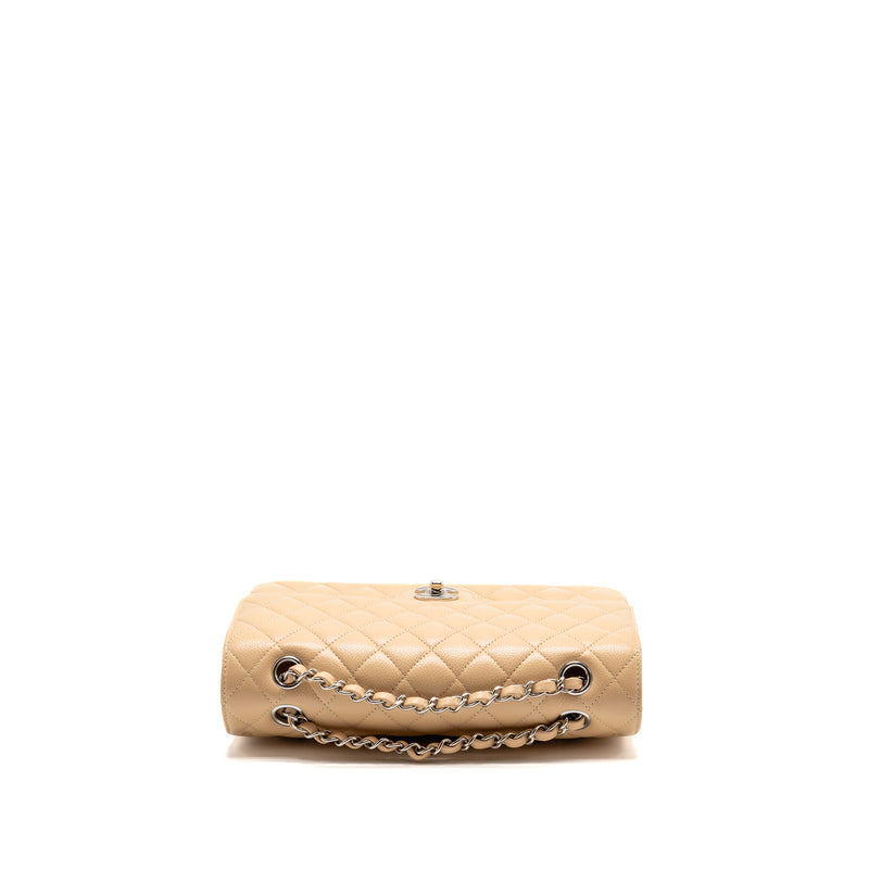 Chanel Medium Classic Double Flap bag caviar beige SHW (microchip)
