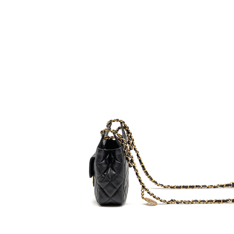 Chanel small hobo crossbody bag caviar black GHW (microchip)