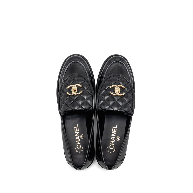 Chanel Size 39 Turnlock Loafer Lambskin Black LGHW