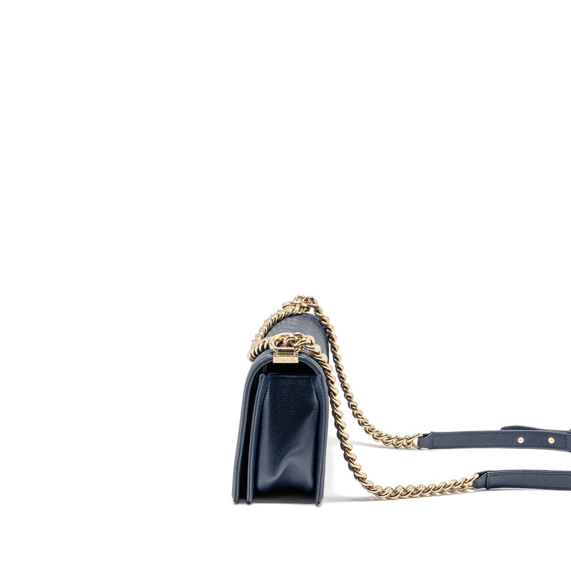 Chanel Medium Boy Bag Caviar Navy LGHW