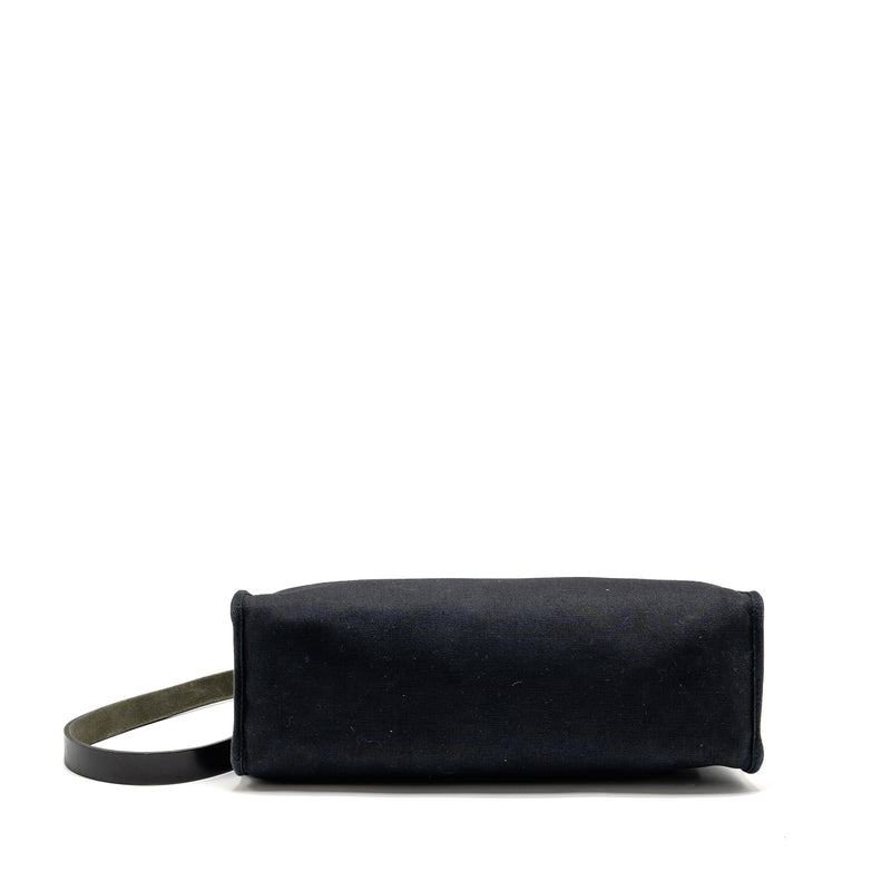 Hermes Herbag 31 Zip Bag Canvas/Hunter Leather Black SHW Stamp Square H