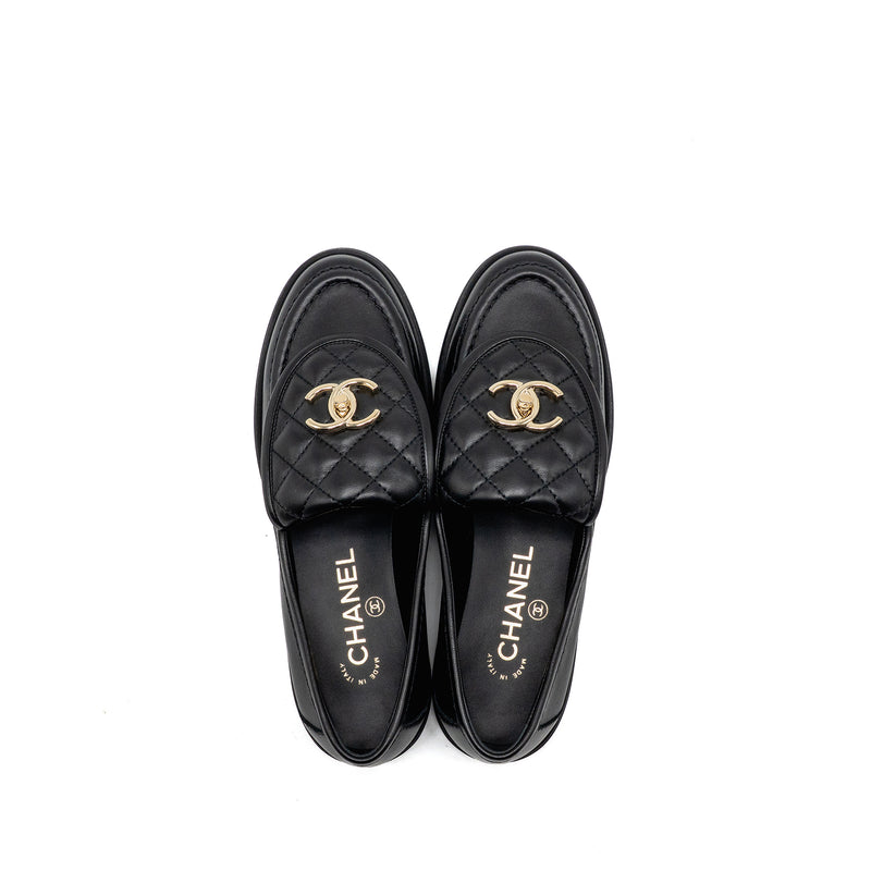 Chanel Size 36 Turnlock Loafer Lambskin Black LGHW