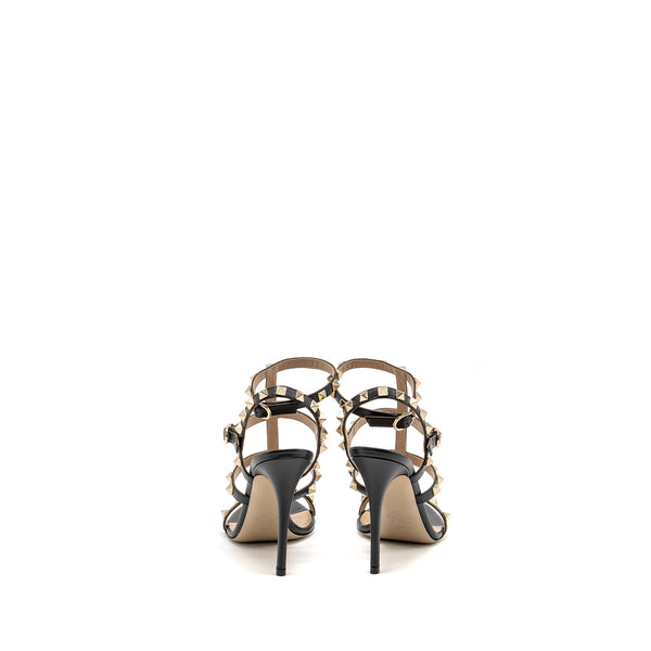Valentino Size 36 Rockstud Sandal 10cm Heel Calfskin Black LGHW