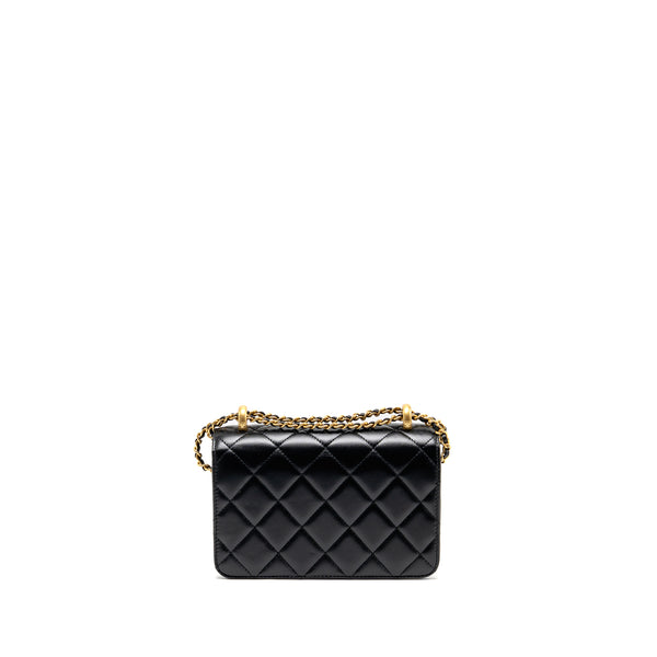Chanel Gold Crush Mini Flap Bag Calfskin Black GHW (Microchip)