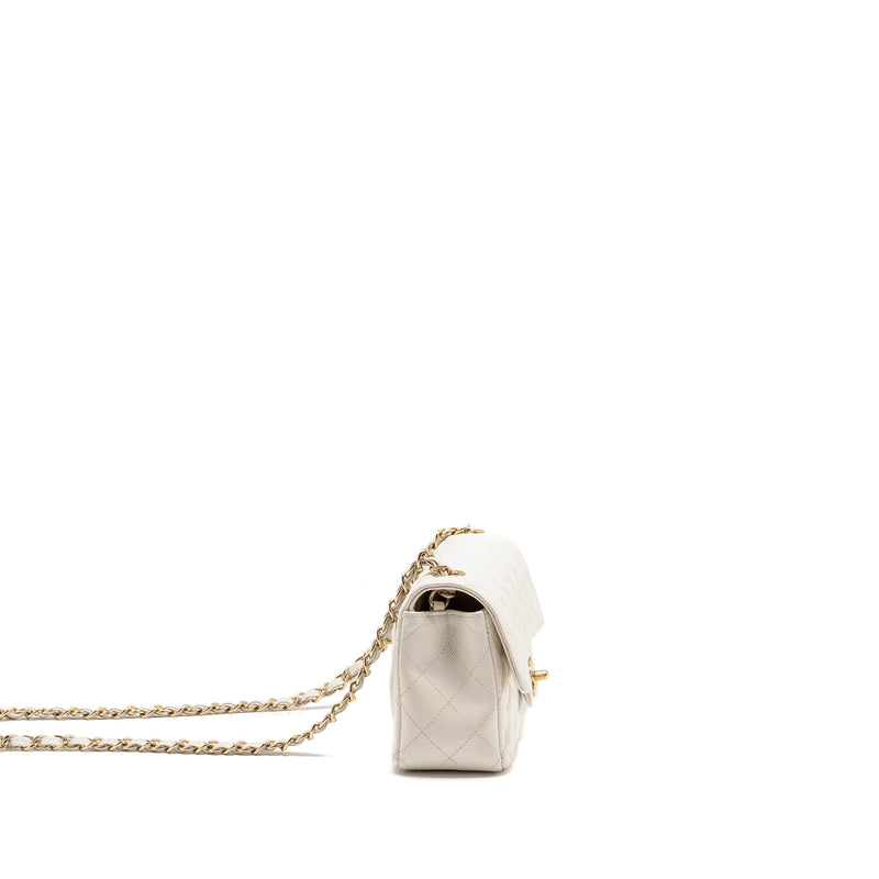 Chanel Mini Rectangular Flap Bag Caviar White LGHW