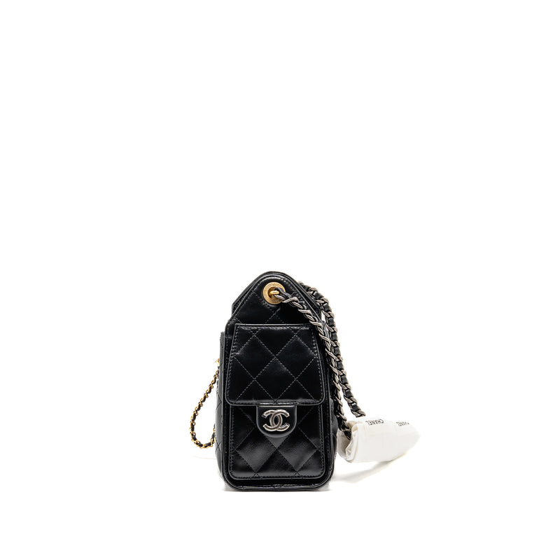 Chanel Mini 25 Bag Aged calfskin black Multicolour Hardware (microchip)