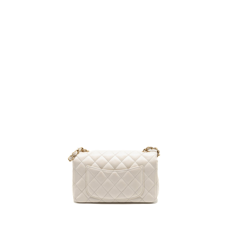 Chanel Mini Rectangular Flap Bag Caviar White LGHW