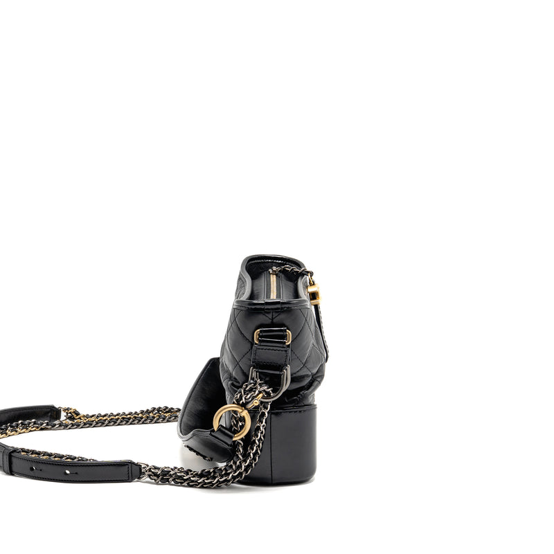 Chanel New Medium Gabrielle Hobo Bag with Top Handle Calfskin Black Multicolour Hardware