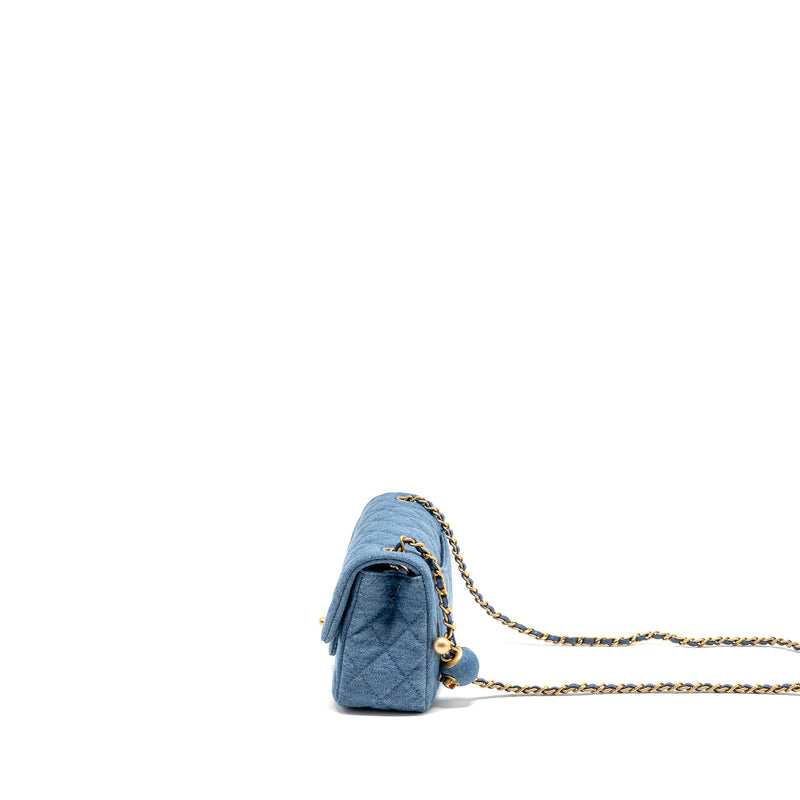 Chanel Pearl Crush Mini Rectangular Flap Bag Denim Blue GHW (Microchip)