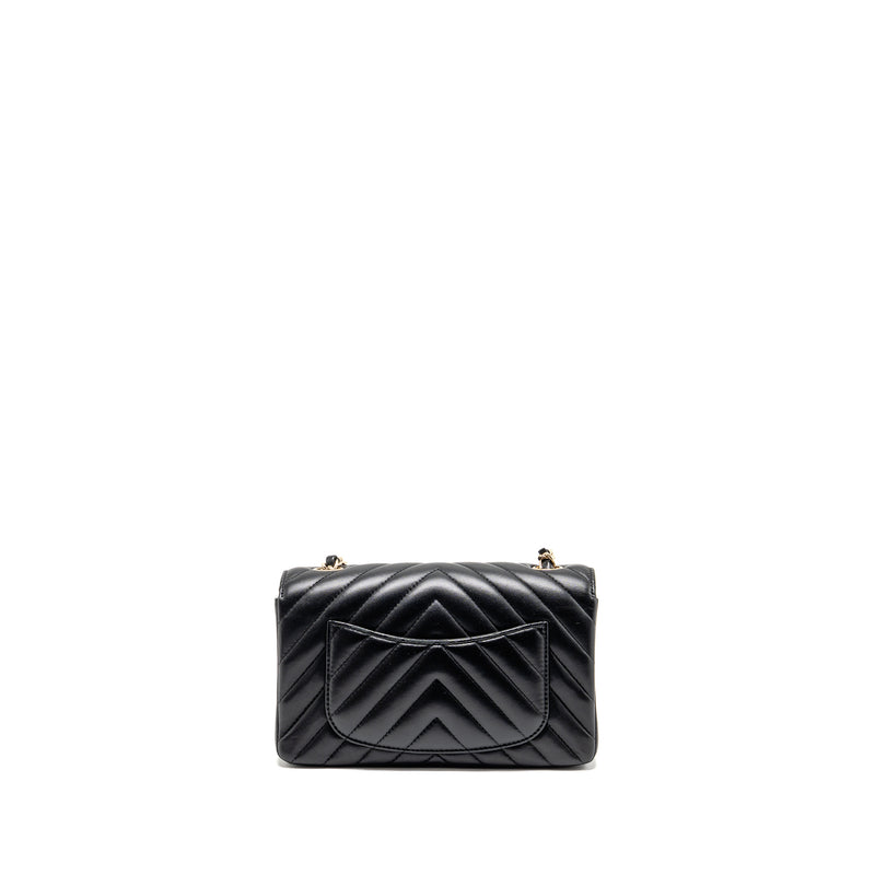 Chanel Mini Rectangular Flap Bag Chevron Lambskin Black LGHW