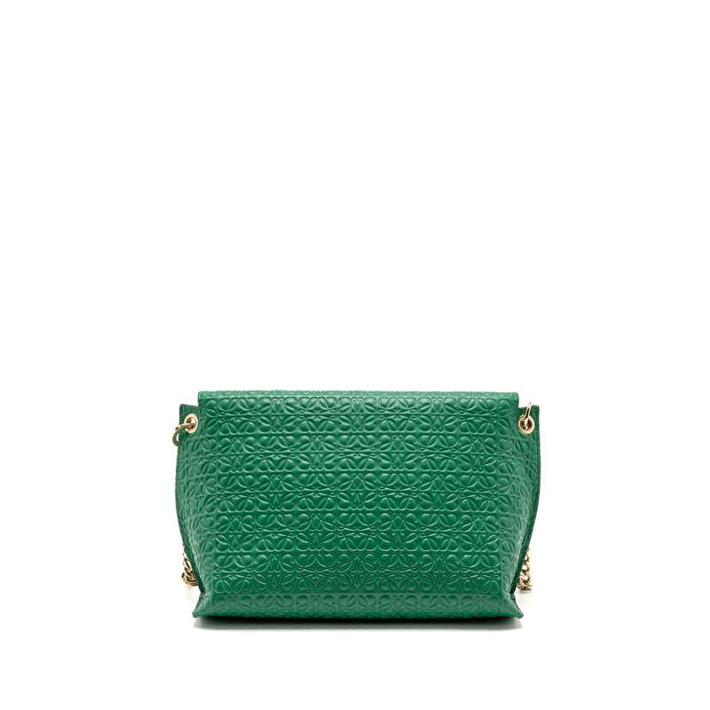 Loewe Avenue Anagram Crossbody Bag embossed calfskin Green GHW