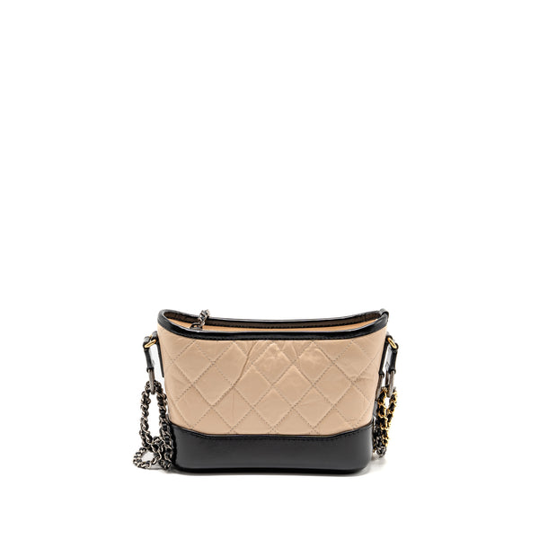 Chanel Small Gabrielle hobo bag aged calfskin beige/black multicolour hardware