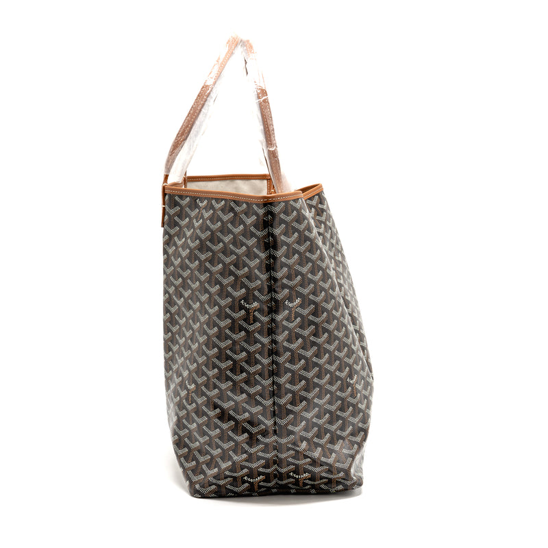 Goyard Saint Louis GM Tote Bag Goyardine Canvas/Leather Black/Brown SHW