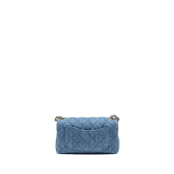 Chanel Pearl Crush Mini Rectangular Flap Bag Denim Blue GHW (Microchip)