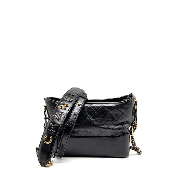 Chanel New Medium Gabrielle Hobo Bag with Top Handle Calfskin Black Multicolour Hardware