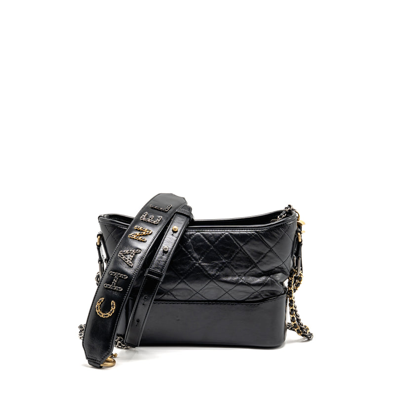 Chanel New Medium Gabrielle Hobo Bag with Top Handle Calfskin Black Multicolour Hardware