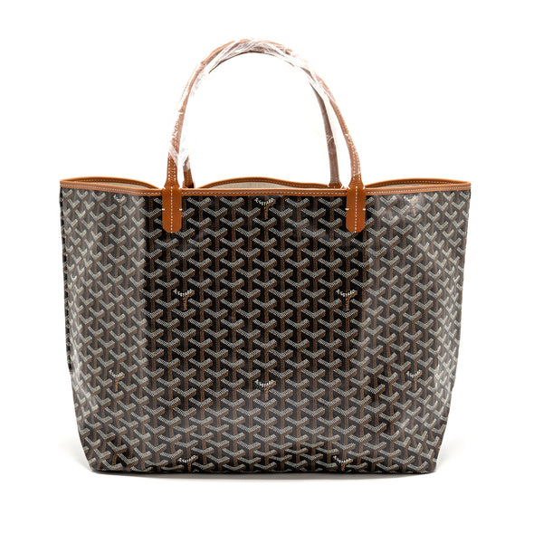 Goyard Saint Louis GM Tote Bag Goyardine Canvas/Leather Black/Brown SHW