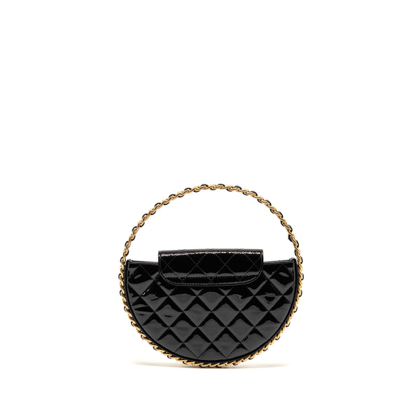 Chanel 23K Hoop Bag Patent Leather Black GHW (Microchip)