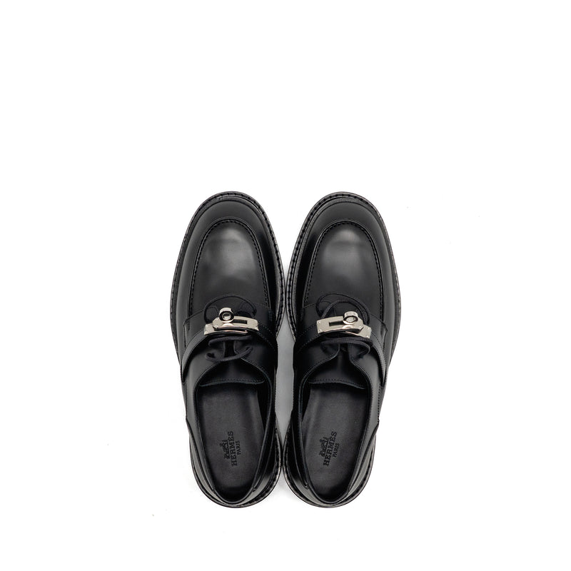 Hermes size 37 Richelieu Derby First Loafer Black SHW