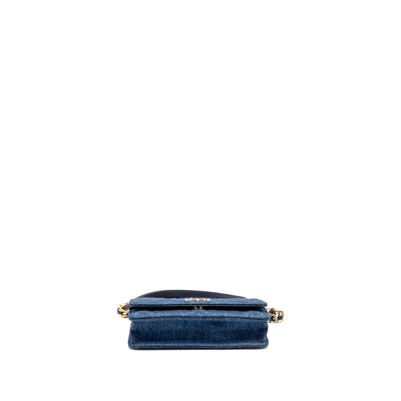 Chanel 19 Wallet On Chain Denim Dark Blue Multicolour Hardware (Microchip)