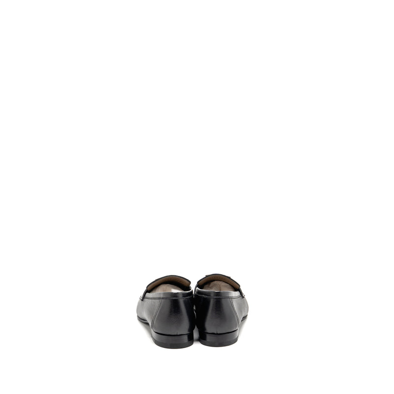 Hermes Size 38 Paris Loafer Leather Black with Enamel Hardware