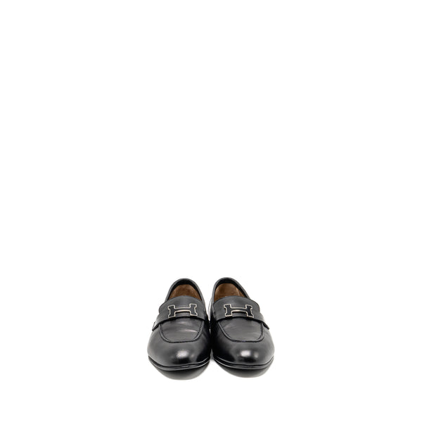 Hermes Size 38 Paris Loafer Leather Black with Enamel Hardware
