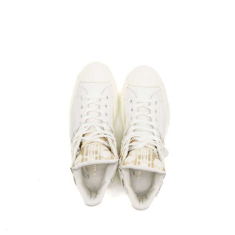 Dior Size 37 Walk’N’Dior Hightop Star Sneaker Leather Gold/White