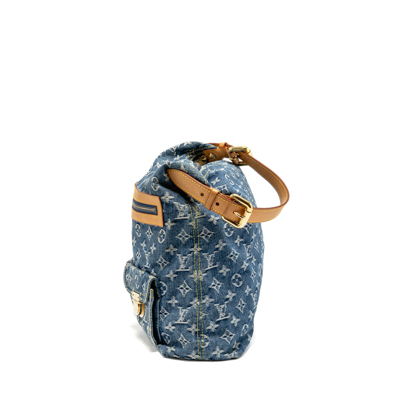 Louis Vuitton Vintage Baggy GM Shoulder Bag Monogram Denim GHW