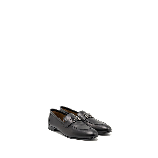 Hermes Size 38 Paris Loafer Leather Black with Enamel Hardware